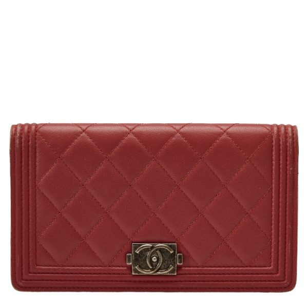 228 39848 1 Chanel Boy Chanel Long Wallet Wine Red Leather