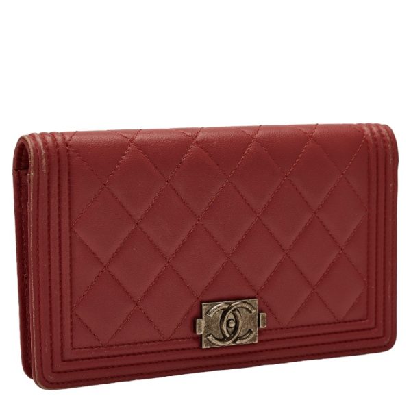 228 39848 2 Chanel Boy Chanel Long Wallet Wine Red Leather