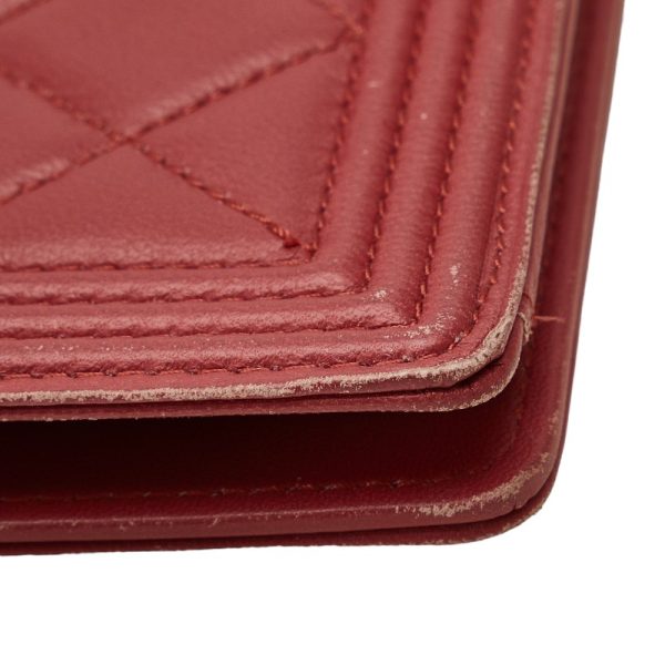 228 39848 6 Chanel Boy Chanel Long Wallet Wine Red Leather