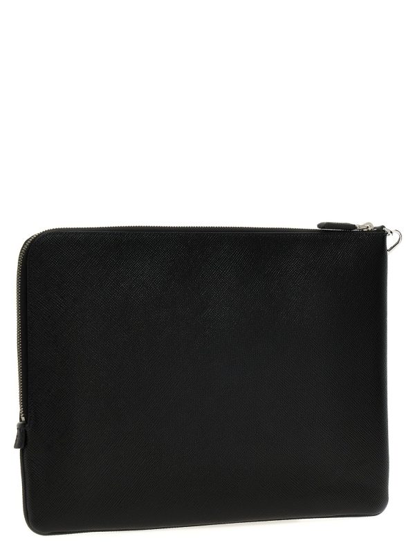 22c68c885f41b3a ju 2 Prada Saffiano Large Pouch Clutch Black