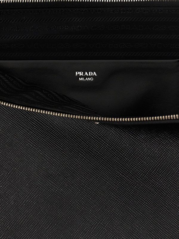 22c68c885f41b3a ju 4 Prada Saffiano Large Pouch Clutch Black