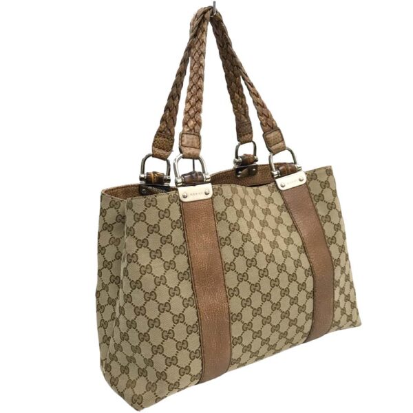 23 303 1 Gucci GG Bamboo Tote Bag Handbag Braided Handle Brown Brown