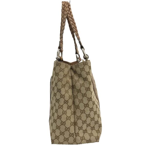 23 303 3 Gucci GG Bamboo Tote Bag Handbag Braided Handle Brown Brown