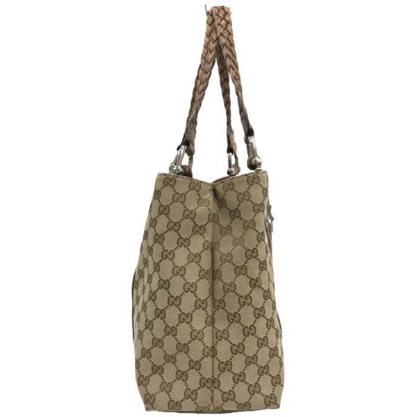 23 303 4 Gucci GG Bamboo Tote Bag Handbag Braided Handle Brown Brown