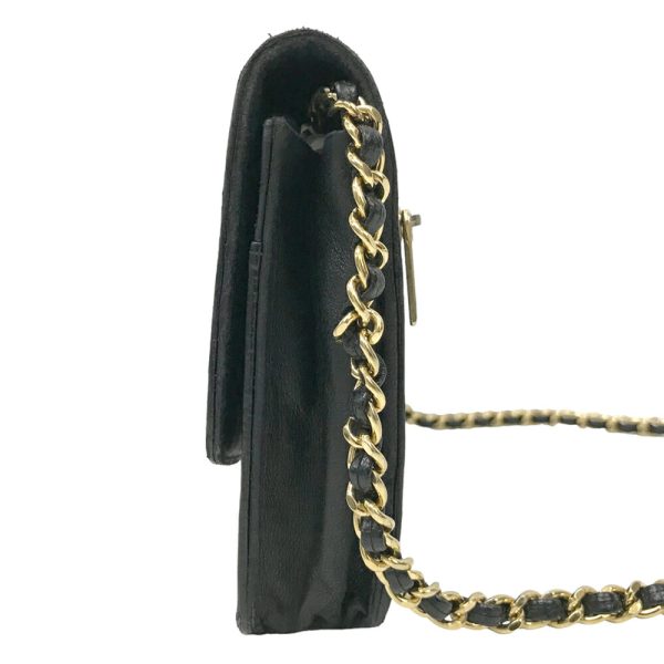 23 3149 4 Chanel Chain Shoulder Wallet Caviar Skin Black