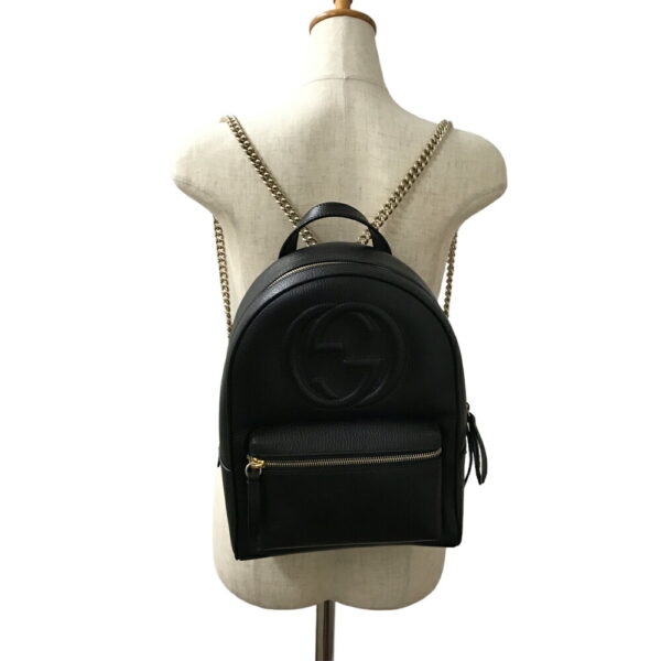 23 3436 17 Gucci Soho Interlocking G Backpack Shoulder Rucksack Black