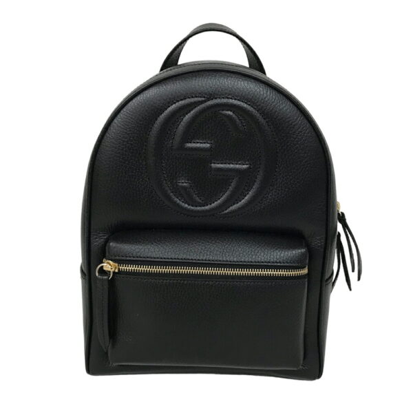 23 3436 2 Gucci Soho Interlocking G Backpack Shoulder Rucksack Black