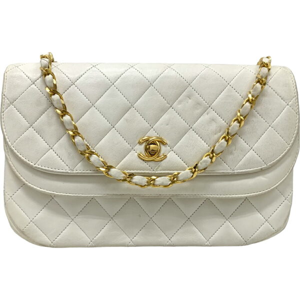 23 4201 2 Chanel Chain Shoulder Bag Matelasse White