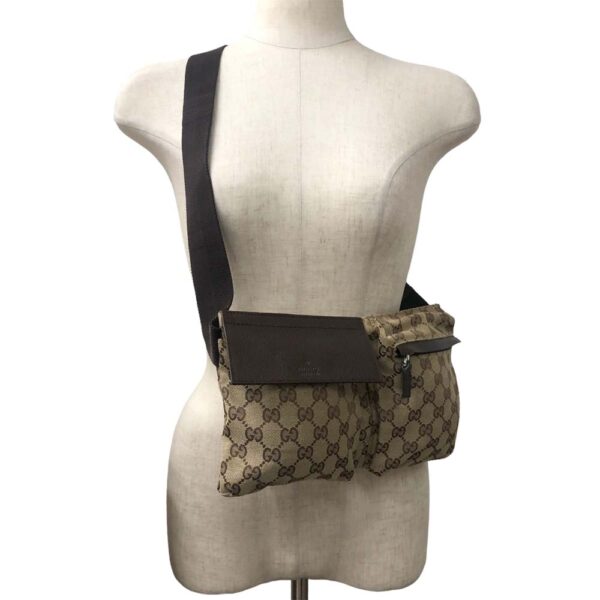 23 4731 15 Gucci GG Waist Pouch Shoulder Bag Crossbody Brown Brown