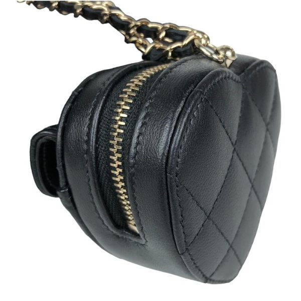 2300036658694 2 CHANEL Matelasse Heart Chain Wallet Black Lambskin Shoulder Bag