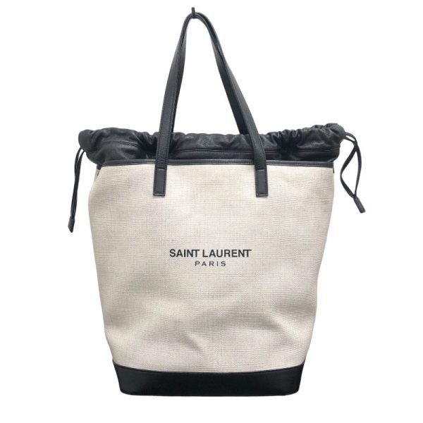 2300037244094 SAINT LAURENT Teddy Tote Bag Black Ivory Tote Bag