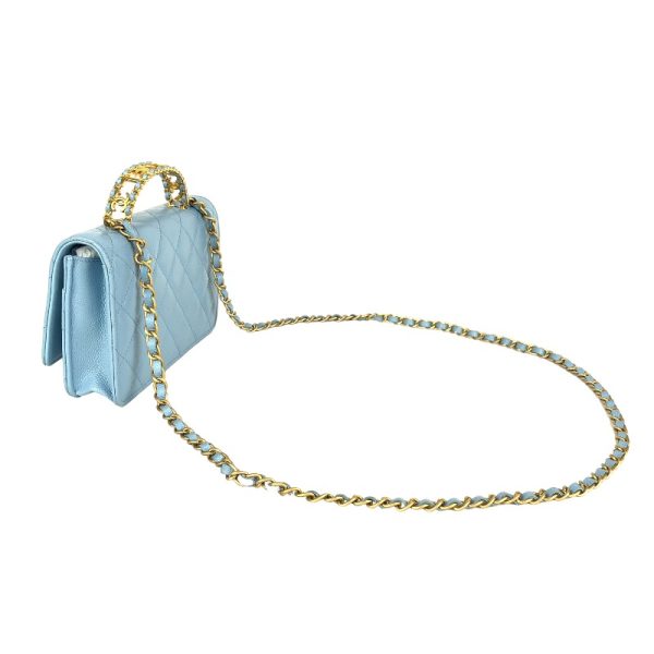 2300037247668 2 CHANEL top handle chain wallet blue shoulder bag