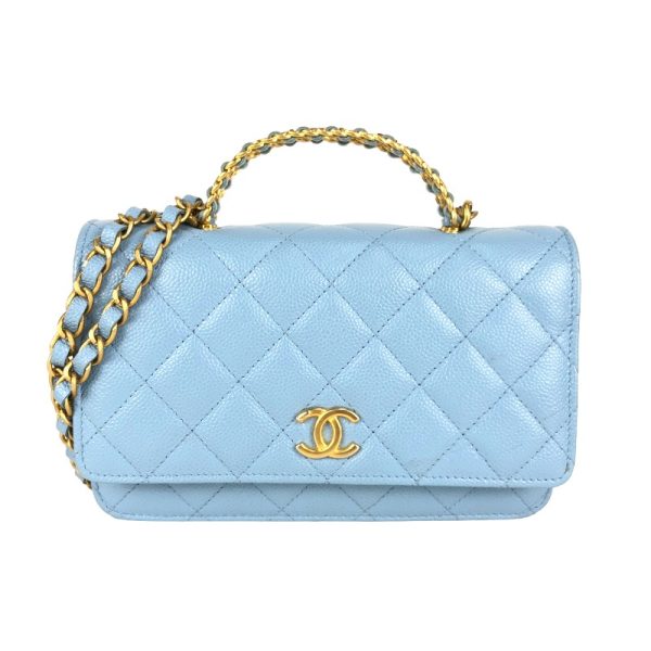 2300037247668 CHANEL top handle chain wallet blue shoulder bag