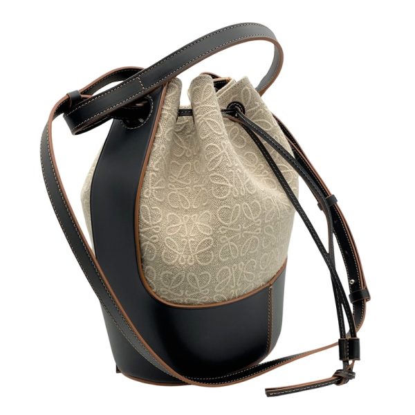 2300037361517 2 LOEWE Balloon Bag Medium Anagram Beige Black Jacquard