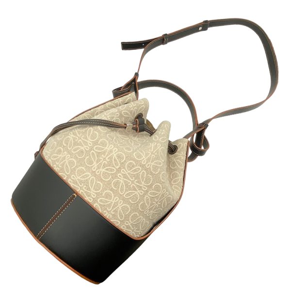 2300037361517 7 LOEWE Balloon Bag Medium Anagram Beige Black Jacquard