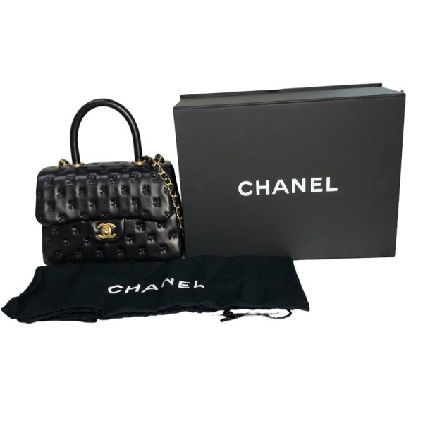 2300037562969 7 CHANEL top handle 2way bag No 23 black lambskin handbag