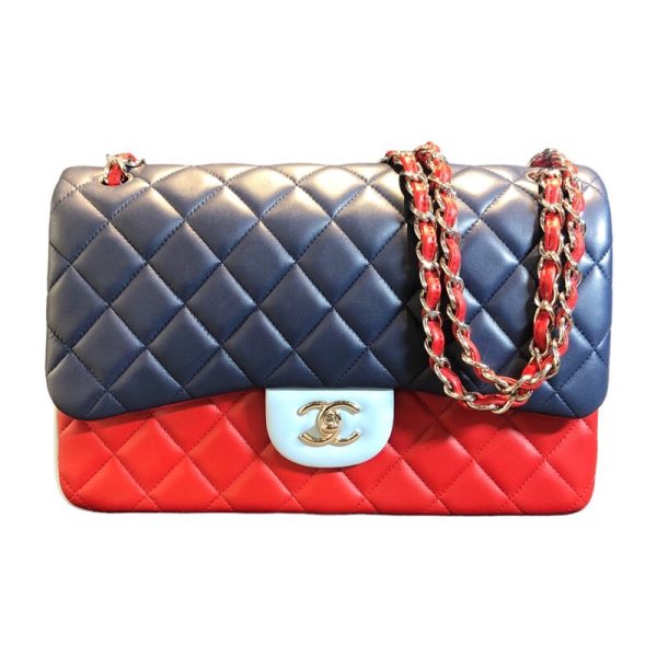 2300037589287 1 CHANEL Deca Matelasse 30 Red Blue Lambskin Shoulder Bag