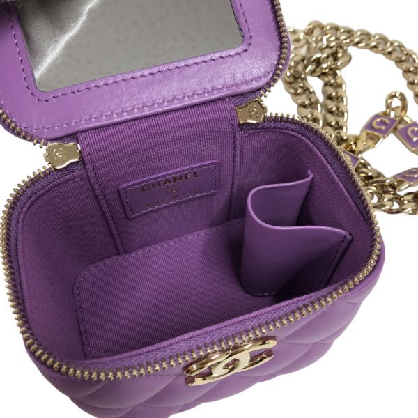 2300037608292 3 CHANEL Mini Vanity Purple Lambskin Shoulder Bag