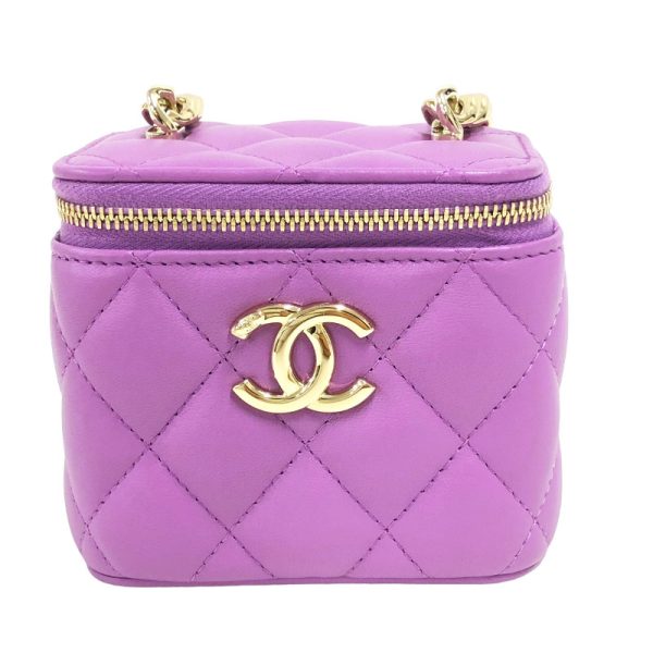 2300037608292 CHANEL Mini Vanity Purple Lambskin Shoulder Bag