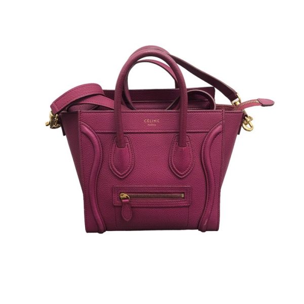 2300037677427 Celine Luggage Nano Shopper Plum Calfskin Handbag