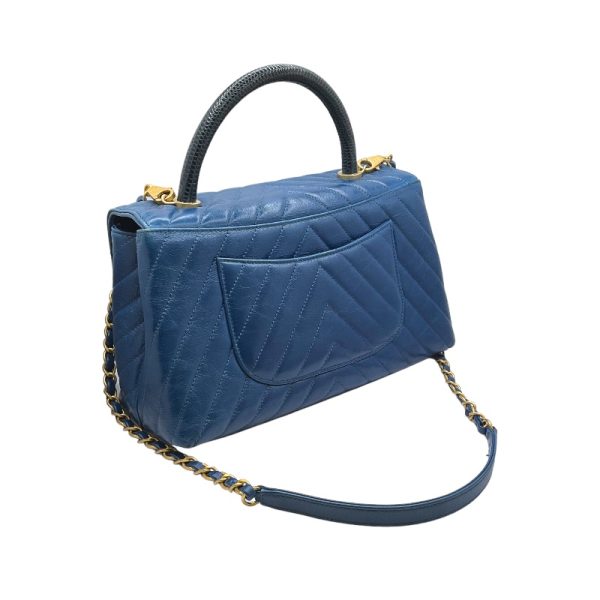 2300037752391 2 CHANEL Coco Handle 29 V Stitch Blue Calf Lizard Handbag