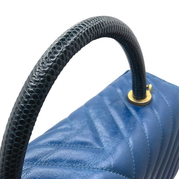 2300037752391 4 CHANEL Coco Handle 29 V Stitch Blue Calf Lizard Handbag