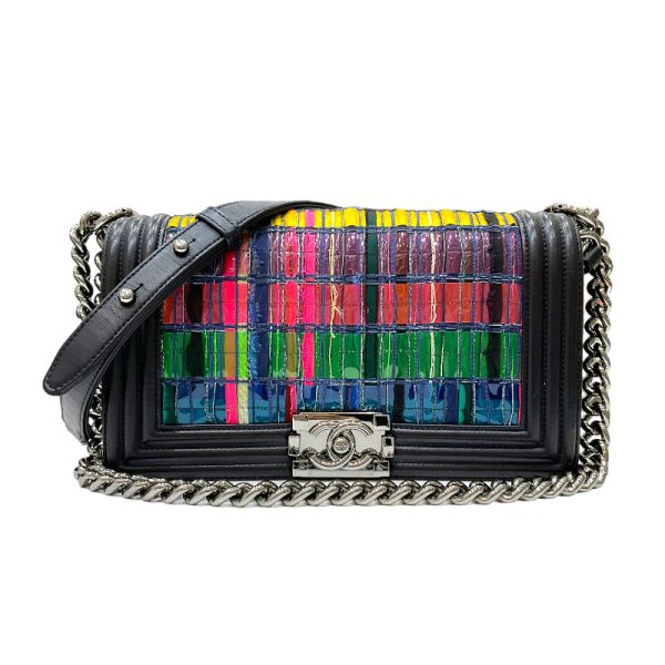 2300037916779 1 CHANEL Boy Chain Shoulder Bag 25 Black Multicolor Calf Shoulder Bag