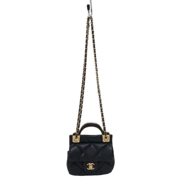 2300037927249 CHANEL mini chain clutch black lambskin shoulder bag