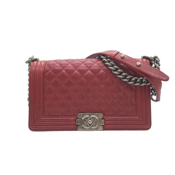 2300037945878 1 CHANEL Boy Chanel 25 RedSV Caviar Skin Shoulder Bag