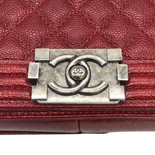 2300037945878 18 CHANEL Boy Chanel 25 RedSV Caviar Skin Shoulder Bag