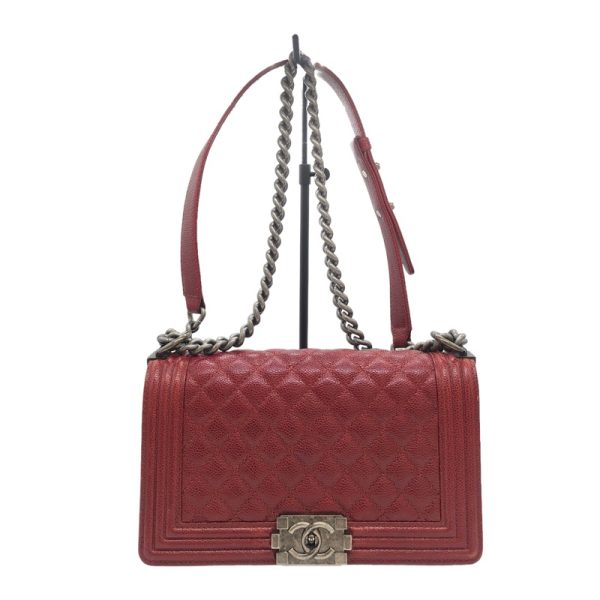 2300037945878 9 CHANEL Boy Chanel 25 RedSV Caviar Skin Shoulder Bag