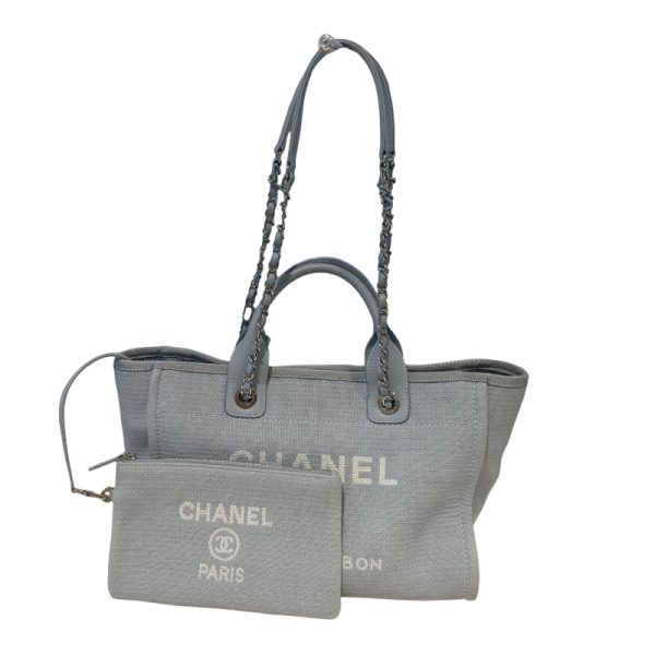 2300038135346 1 CHANEL Deauville Small Shopping Bag AS3257 Blue Shoulder Bag