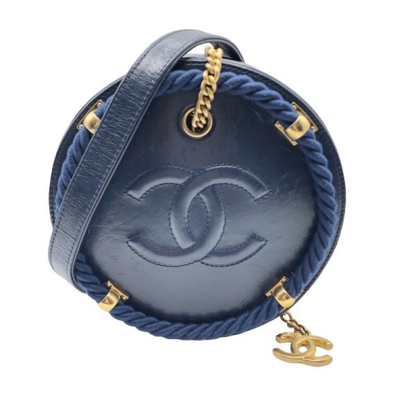 2300038135438 CHANEL Round Chain Shoulder Bag Calfskin Shoulder Bag