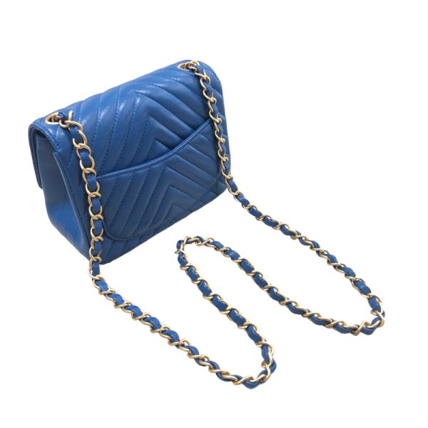 2300038391865 6 CHANEL Mini Matelasse 17 V Stitch Blue Lambskin Shoulder Bag