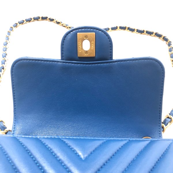 2300038391865 8 CHANEL Mini Matelasse 17 V Stitch Blue Lambskin Shoulder Bag