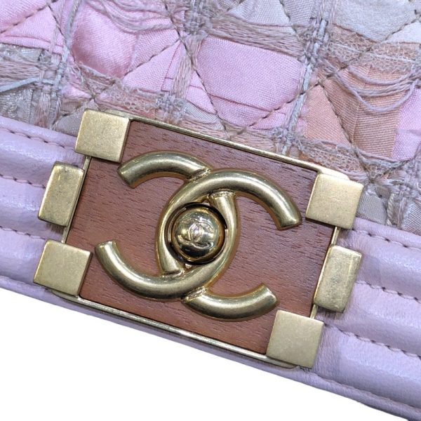 2300038398987 6 CHANEL Boy 25 Pink GD CalfskinCotton Shoulder Bag