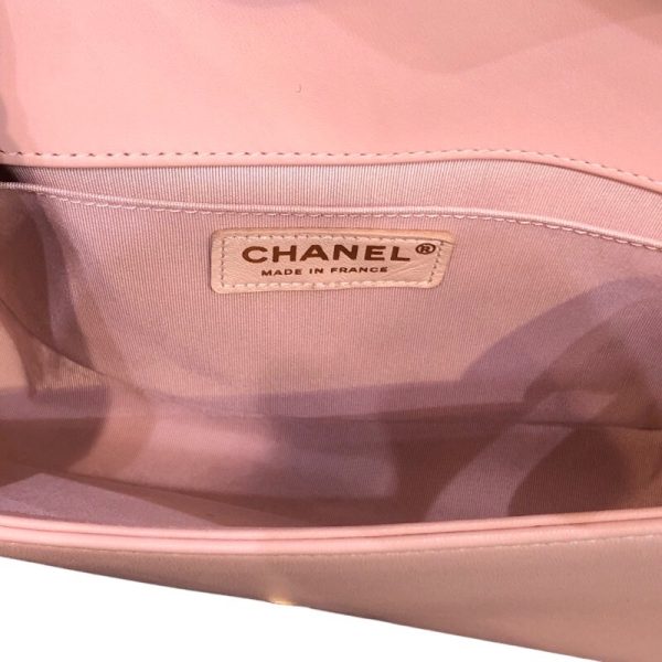 2300038398987 9 CHANEL Boy 25 Pink GD CalfskinCotton Shoulder Bag