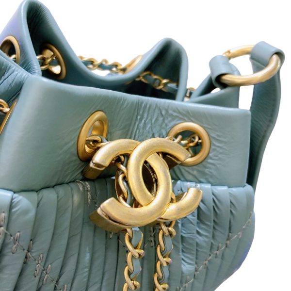 2300038399267 12 CHANEL drawstring shoulder bag blue calf shoulder bag