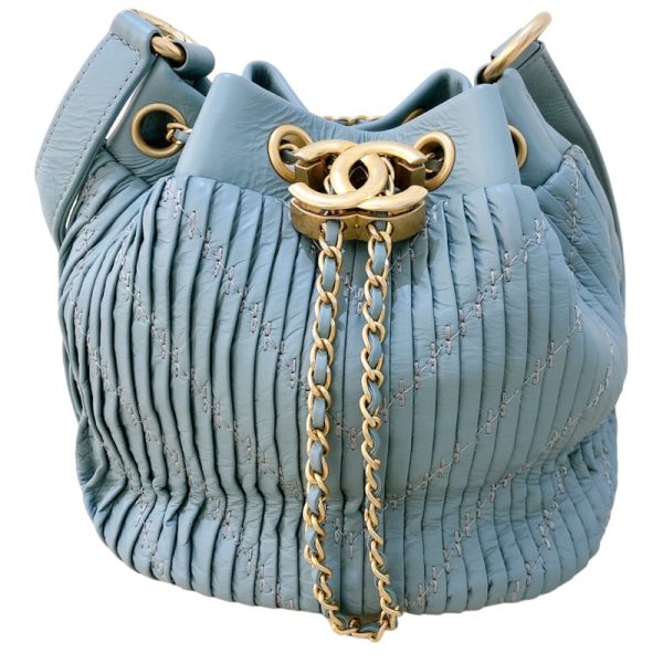 2300038399267 2 CHANEL drawstring shoulder bag blue calf shoulder bag