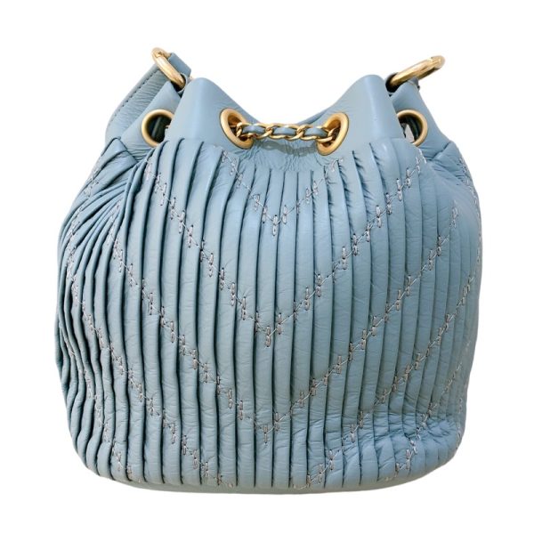 2300038399267 4 CHANEL drawstring shoulder bag blue calf shoulder bag