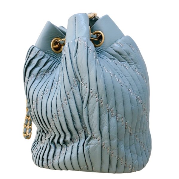 2300038399267 5 CHANEL drawstring shoulder bag blue calf shoulder bag