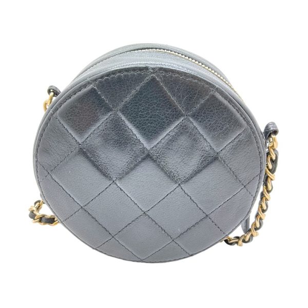 2300038759351 2 CHANEL Matelasse Round Chain Shoulder Black Shoulder Bag