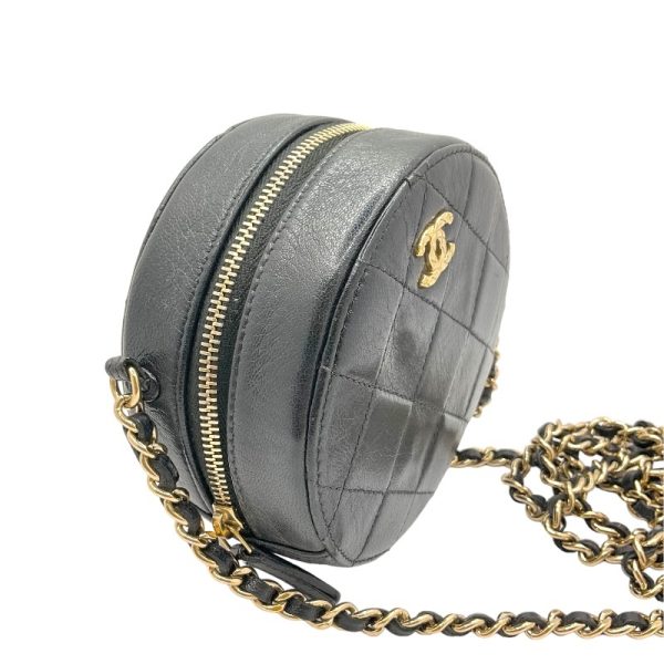 2300038759351 3 CHANEL Matelasse Round Chain Shoulder Black Shoulder Bag