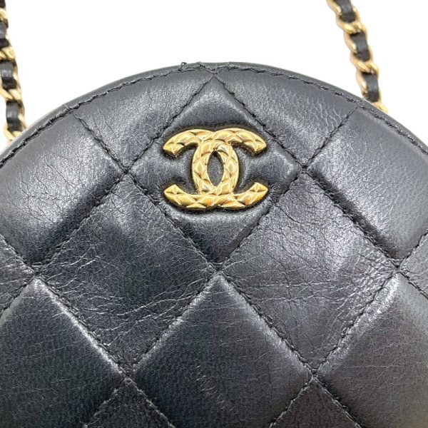 2300038759351 4 CHANEL Matelasse Round Chain Shoulder Black Shoulder Bag