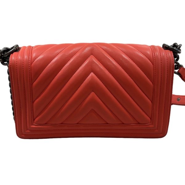 2300038823021 2 CHANEL Boy V Stitch SV Red Calf Shoulder Bag