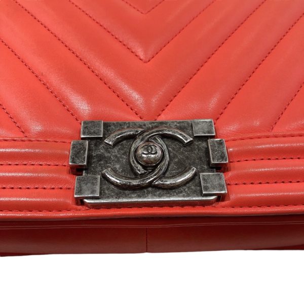 2300038823021 9 CHANEL Boy V Stitch SV Red Calf Shoulder Bag