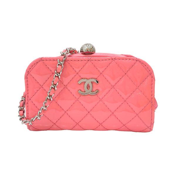 2300038823038 1 CHANEL chain shoulder bag pink patent shoulder bag