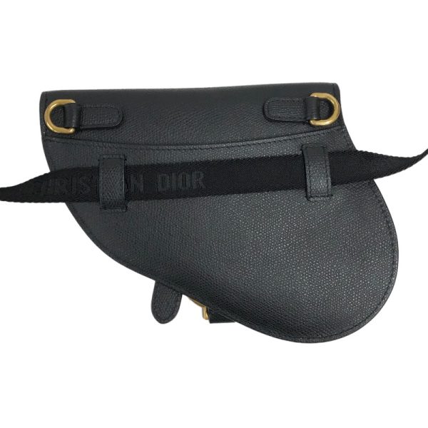 2300038962737 1 Christian Dior Saddle Flat Belt Pouch Black Calf Shoulder Bag