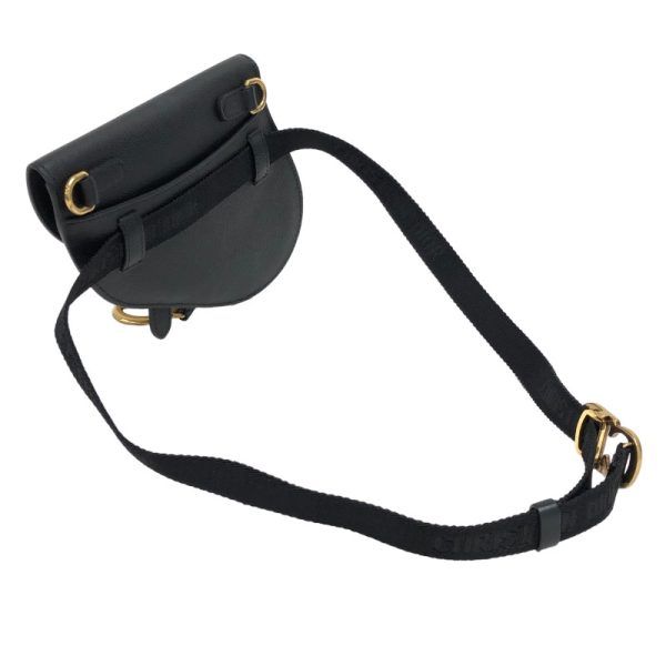 2300038962737 2 Christian Dior Saddle Flat Belt Pouch Black Calf Shoulder Bag