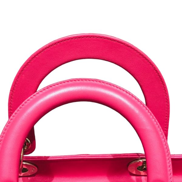 2300039073630 5 Christian Dior Large Pink GD Lambskin Handbag